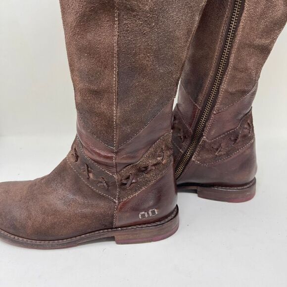 BED/STU Midge Cobbler Series Leather and Suede Distressed Western Riding Boots - Picture 9 of 16